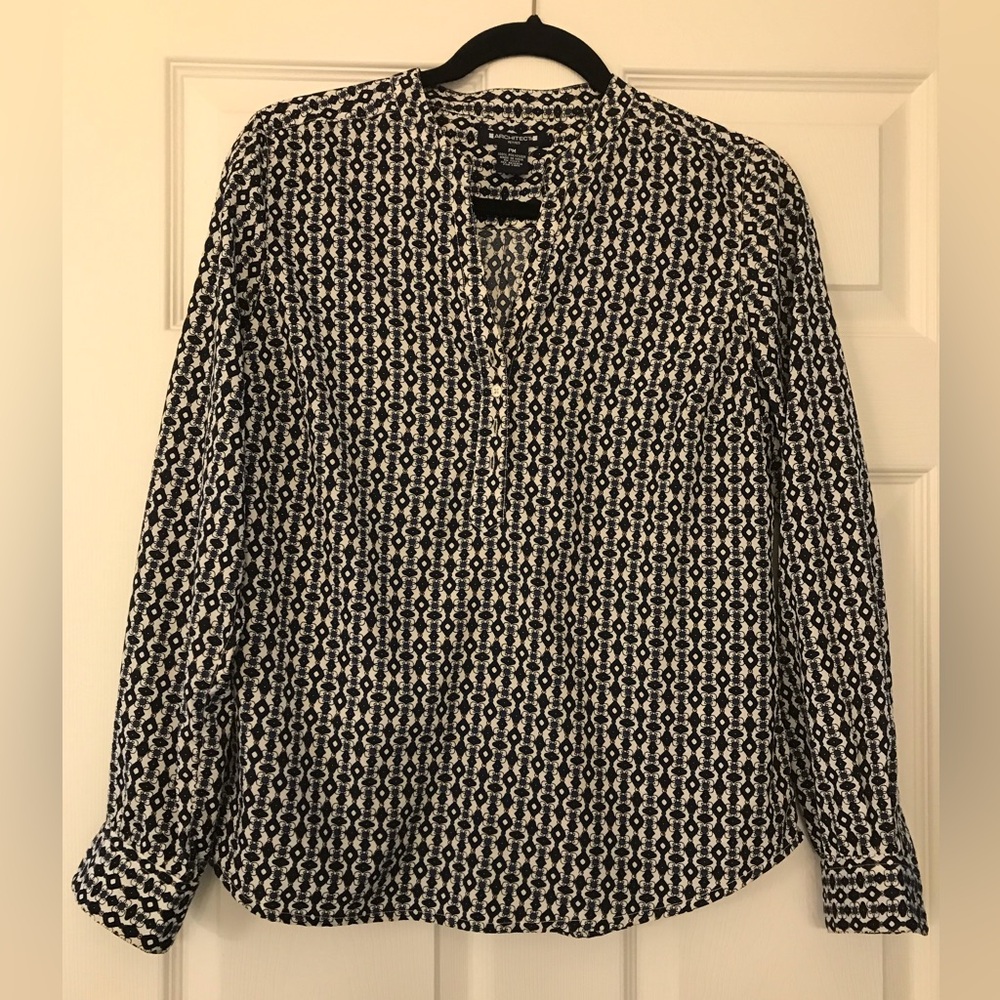 Navy/White Architect Patterned Top PM
